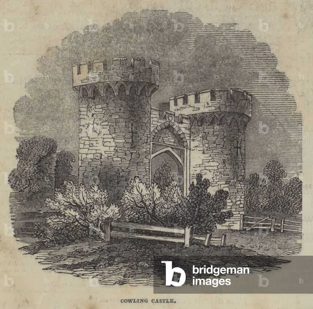 Cowling Castle (engraving) by English Artist, b/w