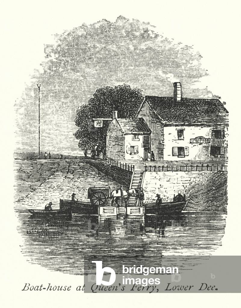 Immagine di Incisione "Rimessa per barche a Queen's Ferry" 1801 di Alfred Rimmer