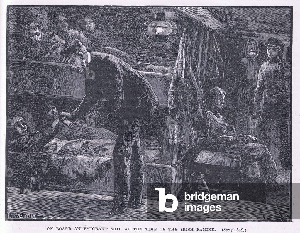 Bild von Druck "An Bord eines Emigrantenschiffs zum Zeitpunkt der irischen Hungersnot AD 1846 (litho)" von Wil