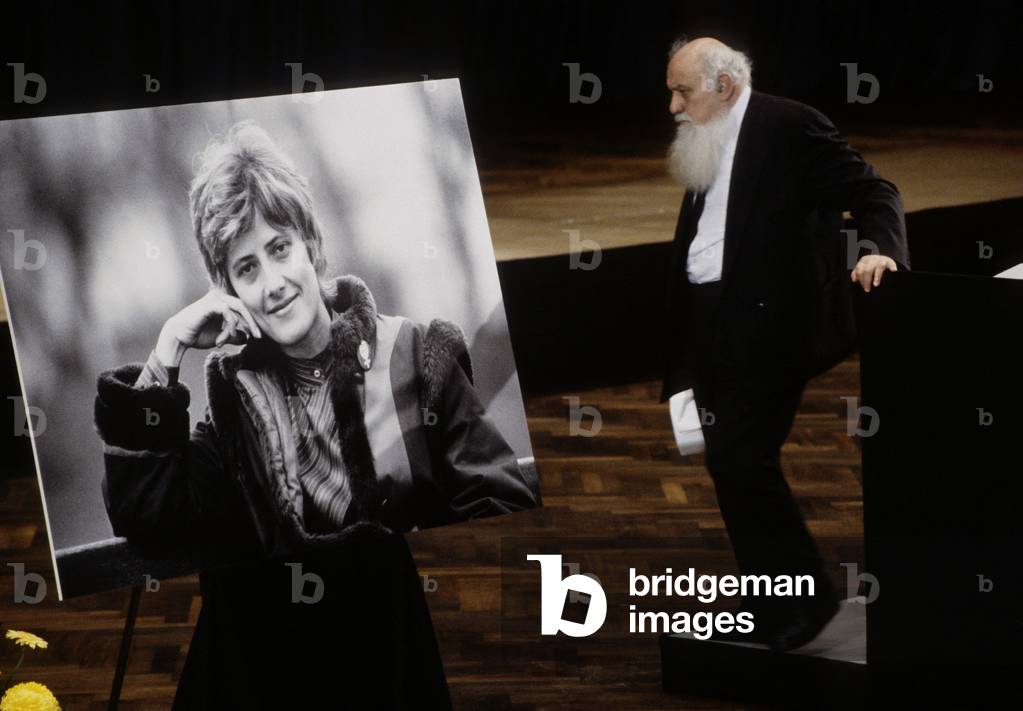 Scrittore Lev Kopelev alla Cerimonia di Lutto per Petra Kelly, uno dei fondatori del Partito Verde Tedesco nel