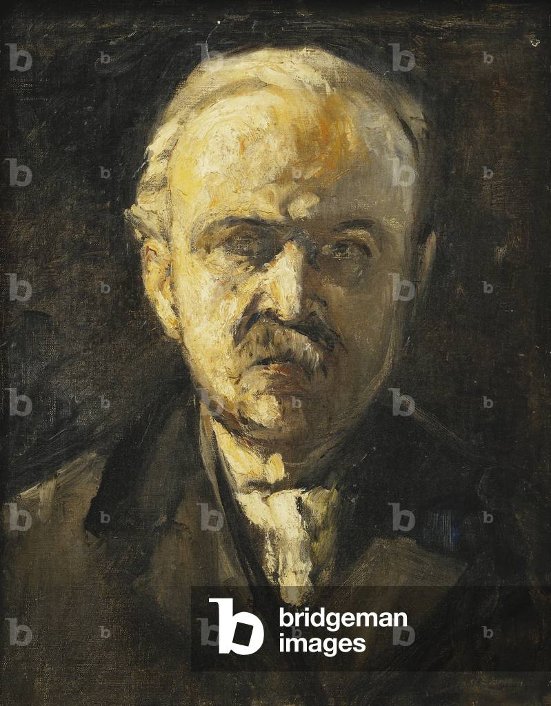 Immagine di Dipinto "Autoritratto; Selbstbildnis", c.1924 di Lesser Ury, b/w