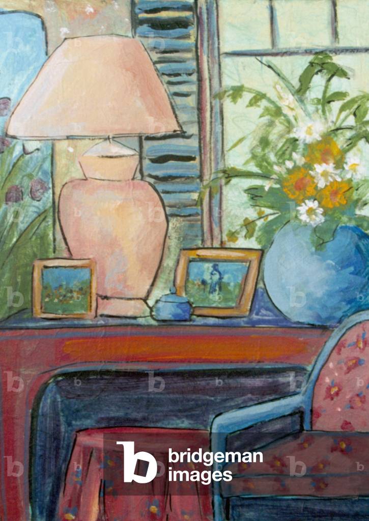 Room-Flowers by Window 2005 Hyazinthe Manning (b.1954 Afroamerikanisch) Acryl auf Papier