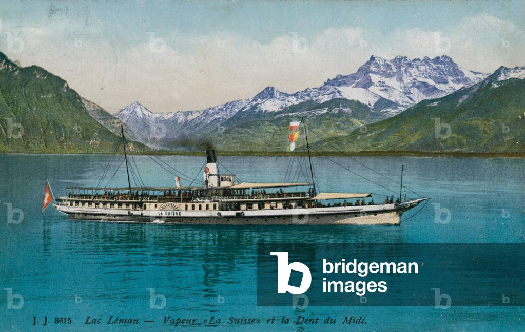 Bild von Fotografie "Genfersee - La Suisse Dampfboot. Postkarte 1913 gesendet.", 1913 von Swiss Photographer