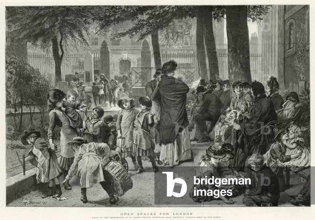 Scene in the churchyard of St John's Church by Robert Barnes