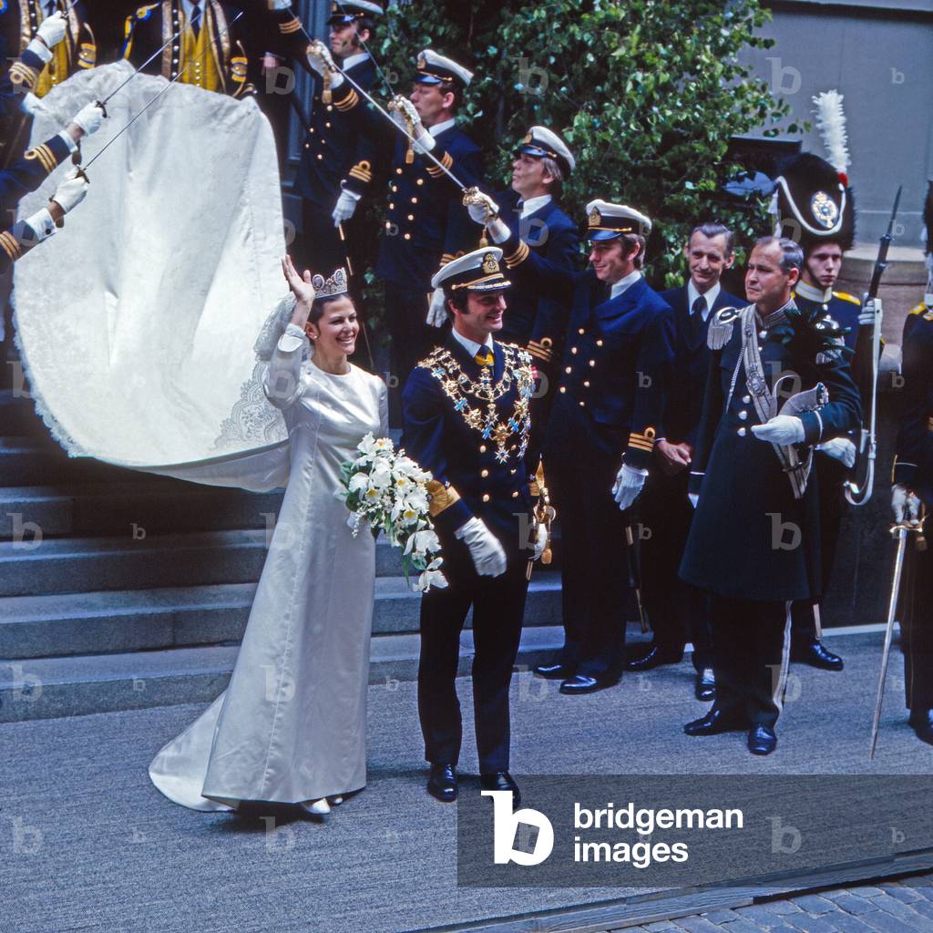 König Carl XVI Gustaf von Schweden heiratet die Deutsche Silvia Sommerlath in Stockholm, Schweden 1976