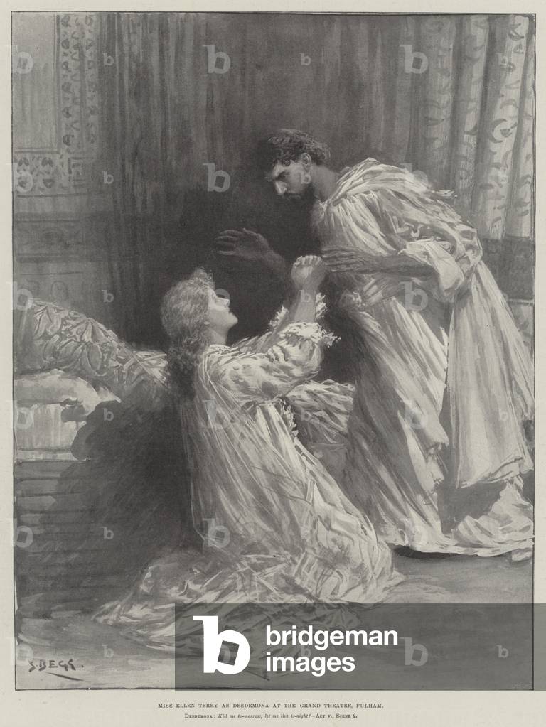 Miss Ellen Terry as Desdemona at the Grand Theatre, Fulham (litho)