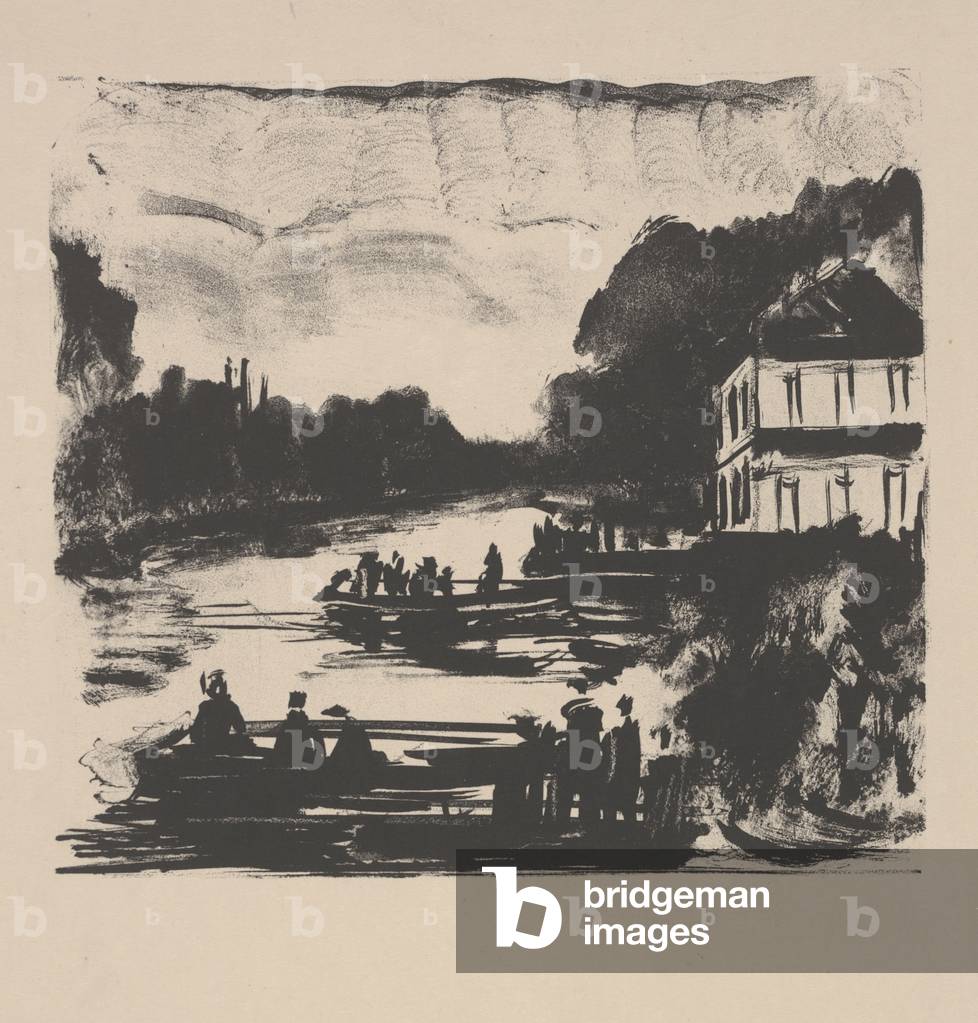 Image of Print depicting River Scene (litho) by Maurice de Vlaminck