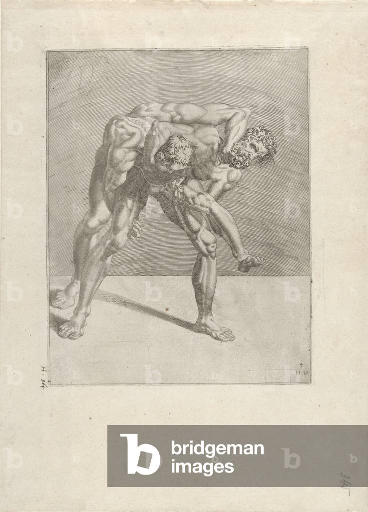Deux lutteurs, 1552 (gravure)