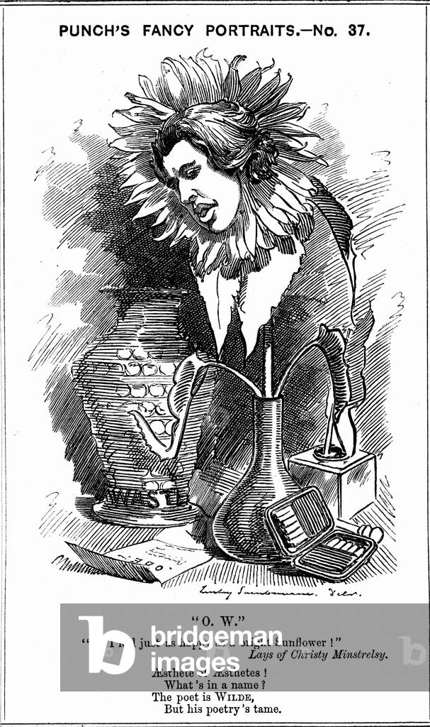 "Oscar Wilde (1854-1900) drammaturgo irlandese" di Edward Linley Sambourne, b/w