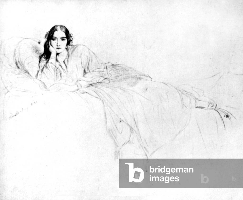 Image of Drawing depicting Delfina Potocka (drawing) by Hippolyte Delaroche, b/w