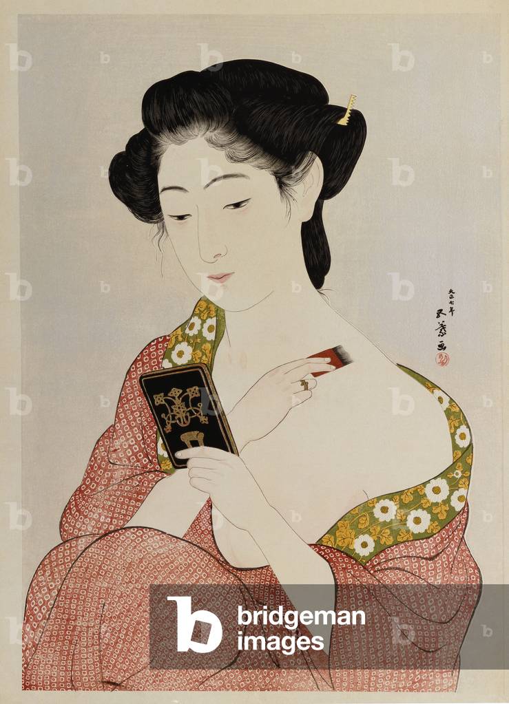 A Woman in Underclothes. Painting by Goyo Hashiguchi - Bridgeman Images