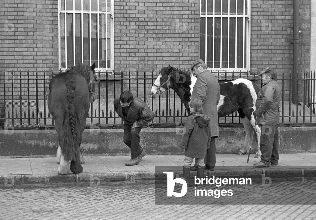 Image of Horse dealers in Smithfield horse market, Dublin, Ireland, 90s