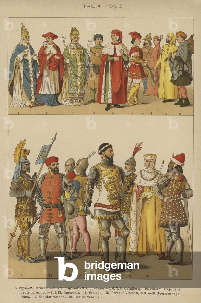 Italia, 1300 (color lito)