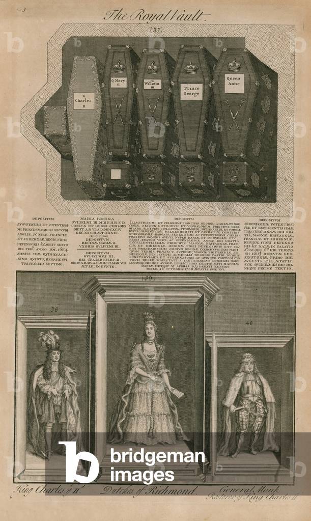 Image of Coffins in the Royal Vault (engraving) by English School