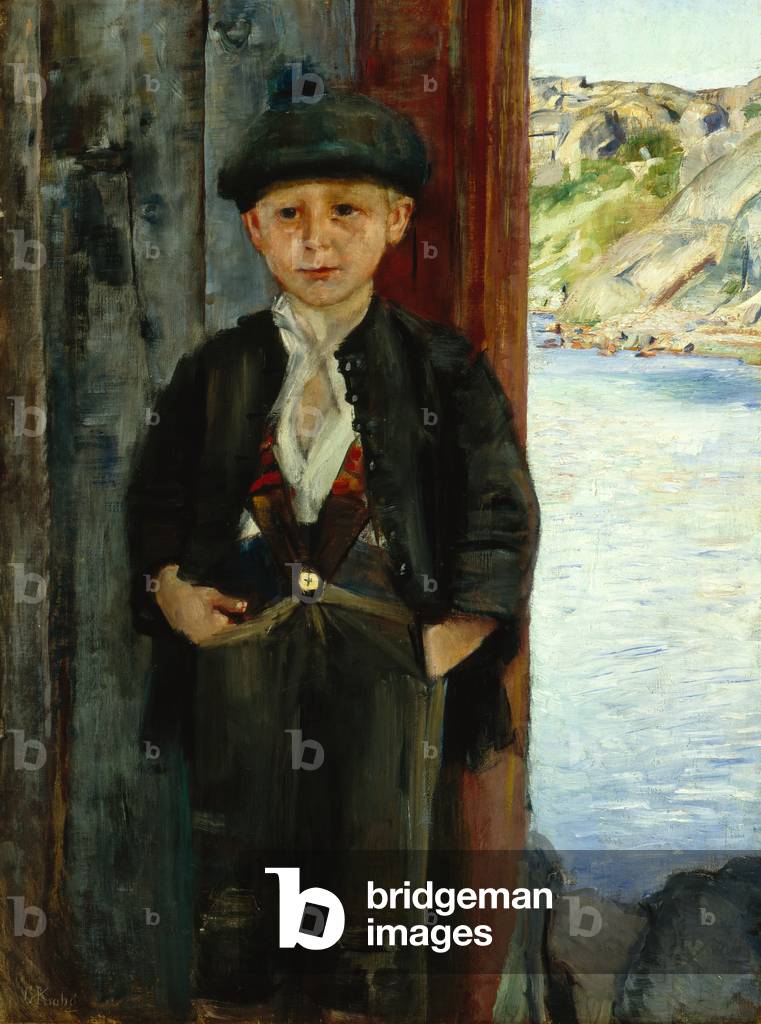 Garçon près du mur de la maison 1890 par Christian Krohg