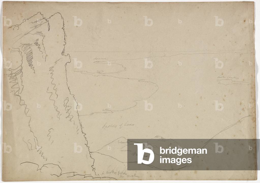 Blick nach Süden vom Ätna, Sizilien, 1842 (Bleistift auf Papier)