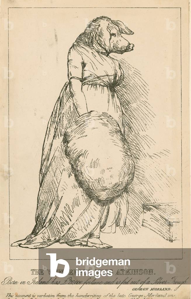 The Wonderful Miss Atkinson, born in Ireland, has £20,000 fortune and is fed out of a silver trough (engraving