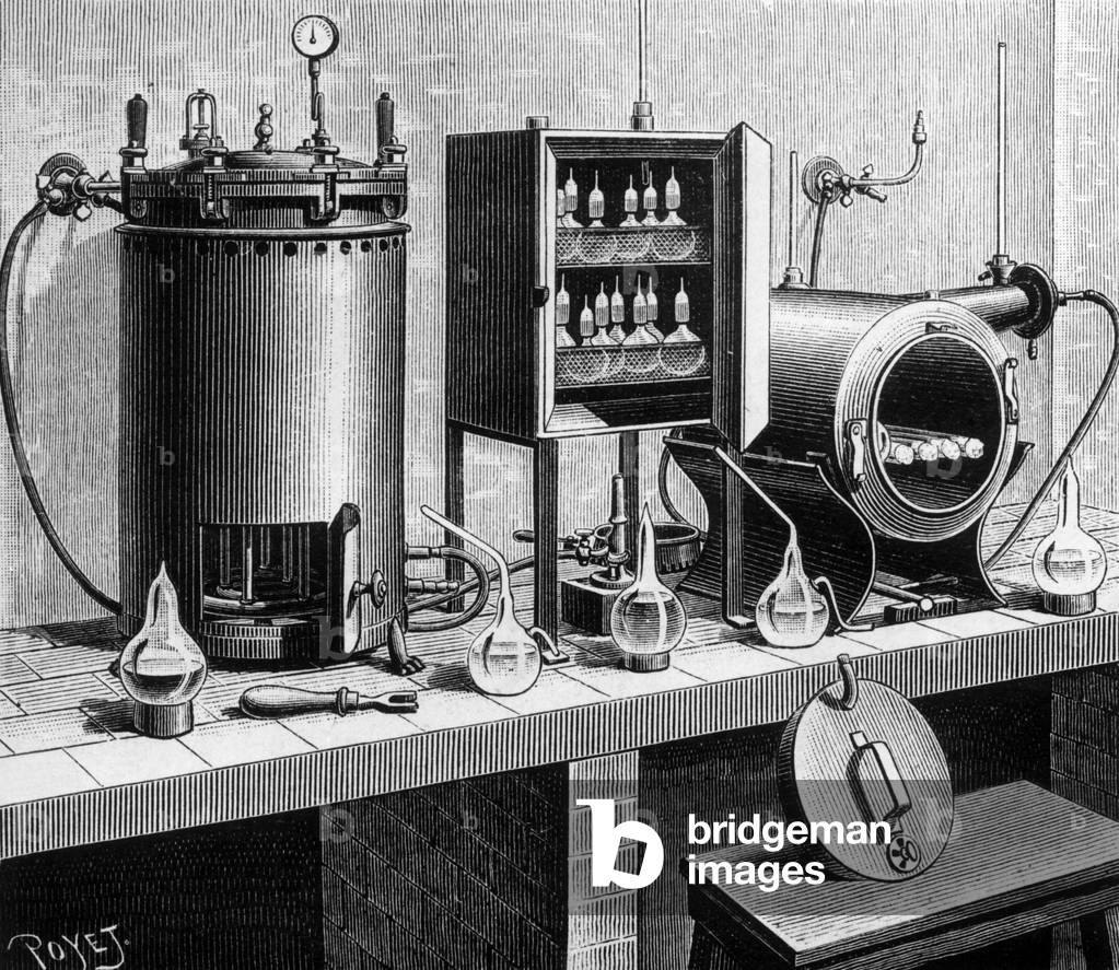 Bild von Gravur "Labor des Pasteur-Instituts in Paris" 1890, b/w