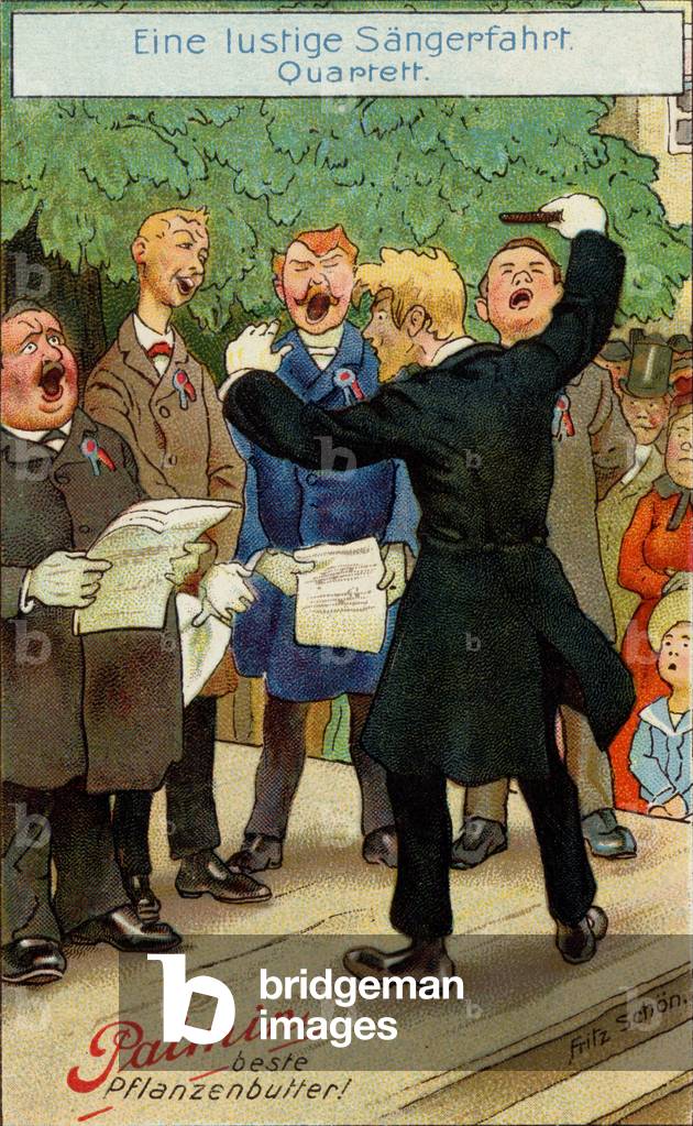 Barbershop quartet being conducted