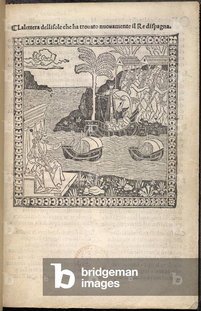 Le roi Ferdinand dirigeant Christophe Colomb, b/w