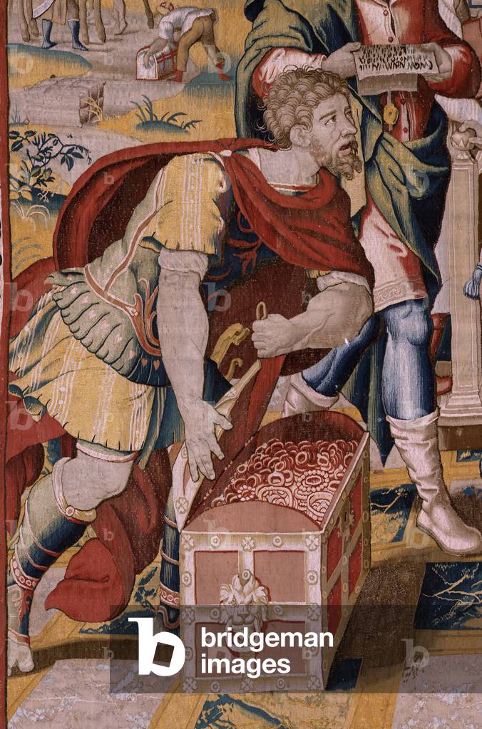 arazzo fiammingo. Serie La storia di Hannibal. Mago, messaggero di Annibale, a Cartagine (Magón, mensajero de 
