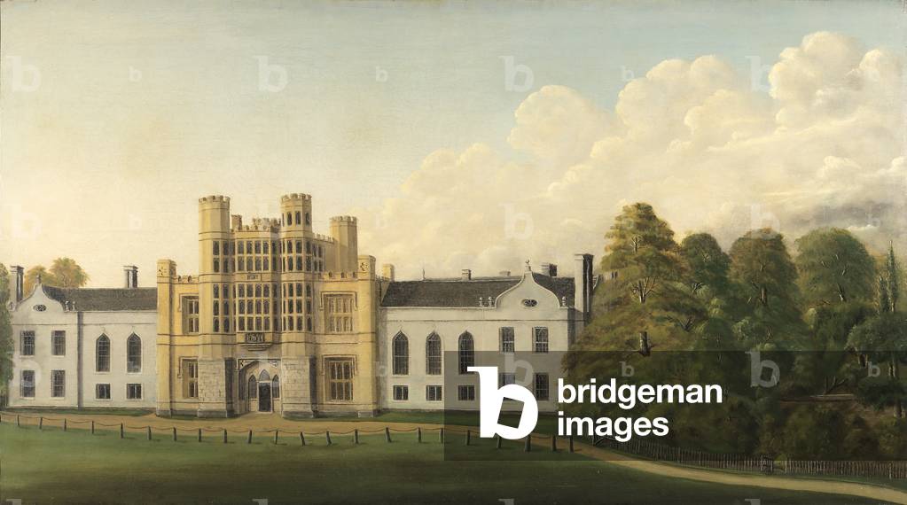 una vista di coughton corte dal ovest, prima 1835
