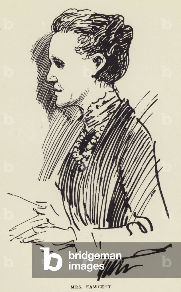 Bild von Druck "Frau Fawcett (Litho)" von Harry Furniss