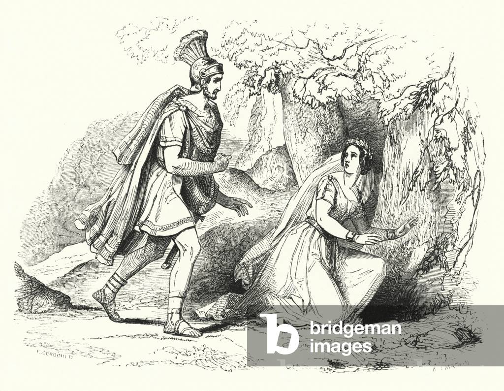 Illustration zur Oper Norma, von Bellini (Gravur)