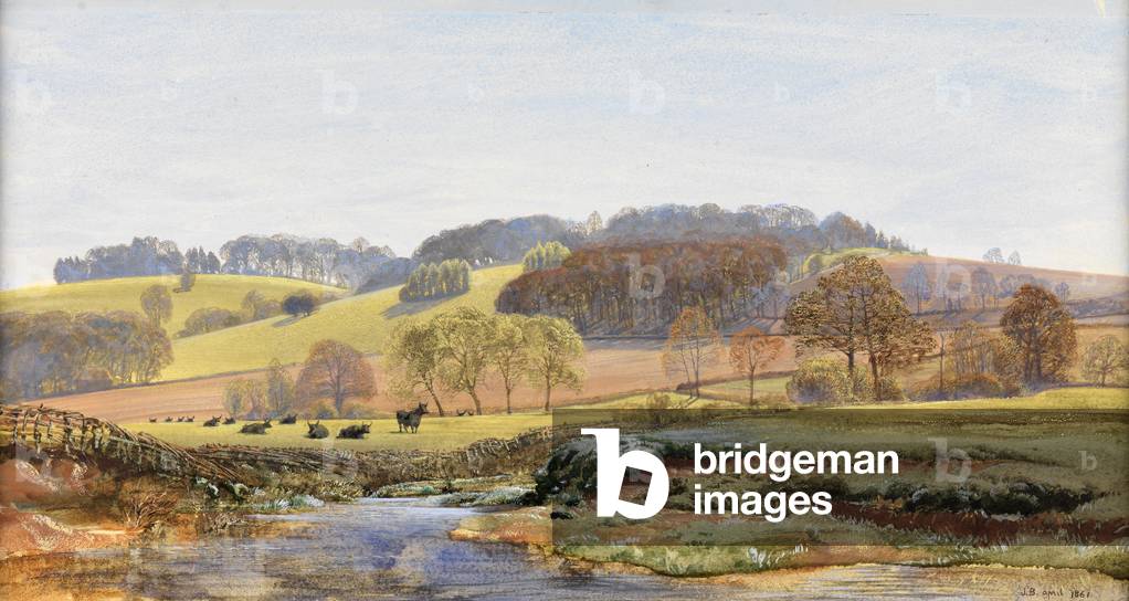 Bild von Zeichnung "Frühling bei Norbury" 1861 von John Brett