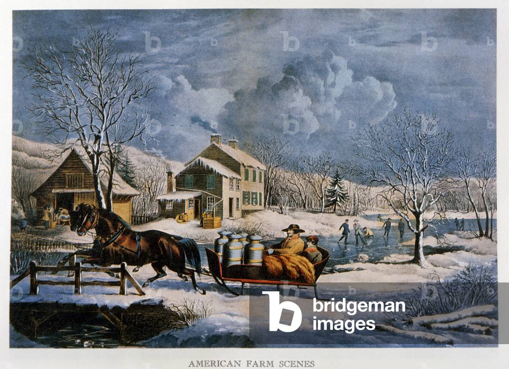 "Farmers on Horse Drawn Sleigh"