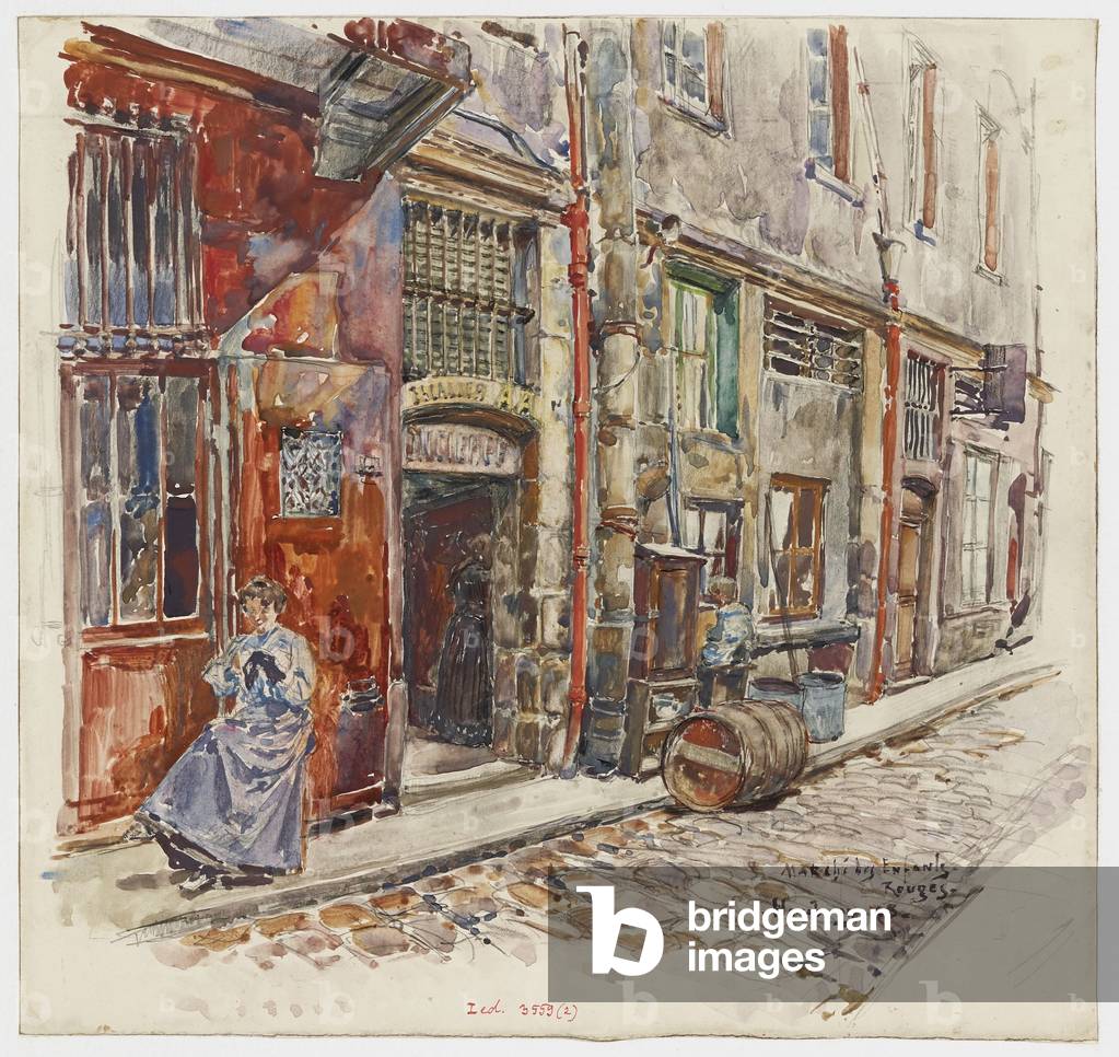 Bild von Zeichnung "Entrée escalier A du Marché des Enfants-Rouges" 1907 von Frederic Anatole Houbron