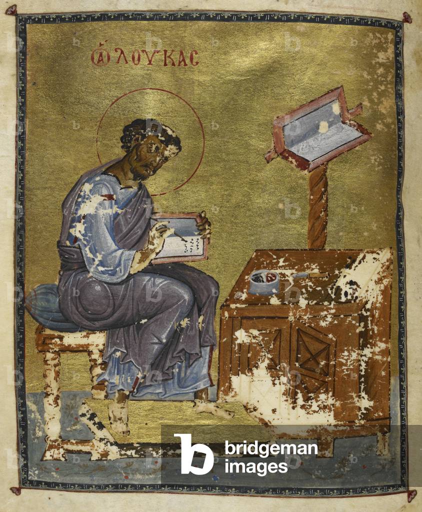 St Luke seated, writing his gospels
