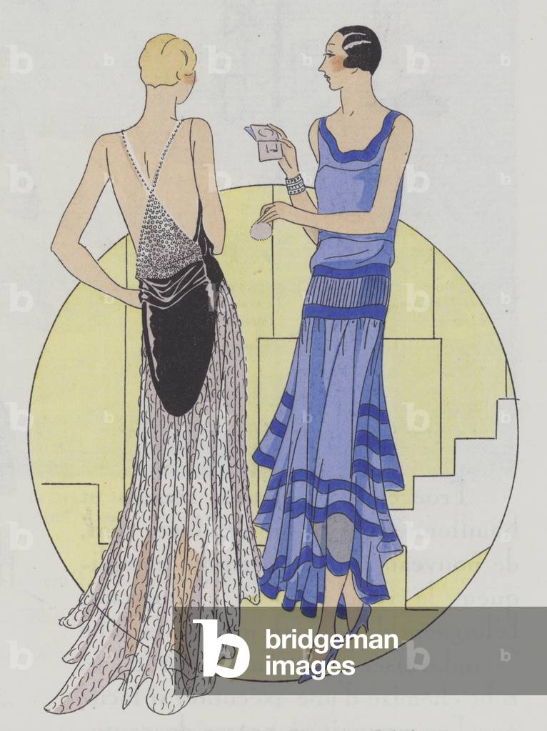"Moda da sera femminile degli anni '30 dai designer Jenny e Philippe et Gaston (colore lito)" di French School