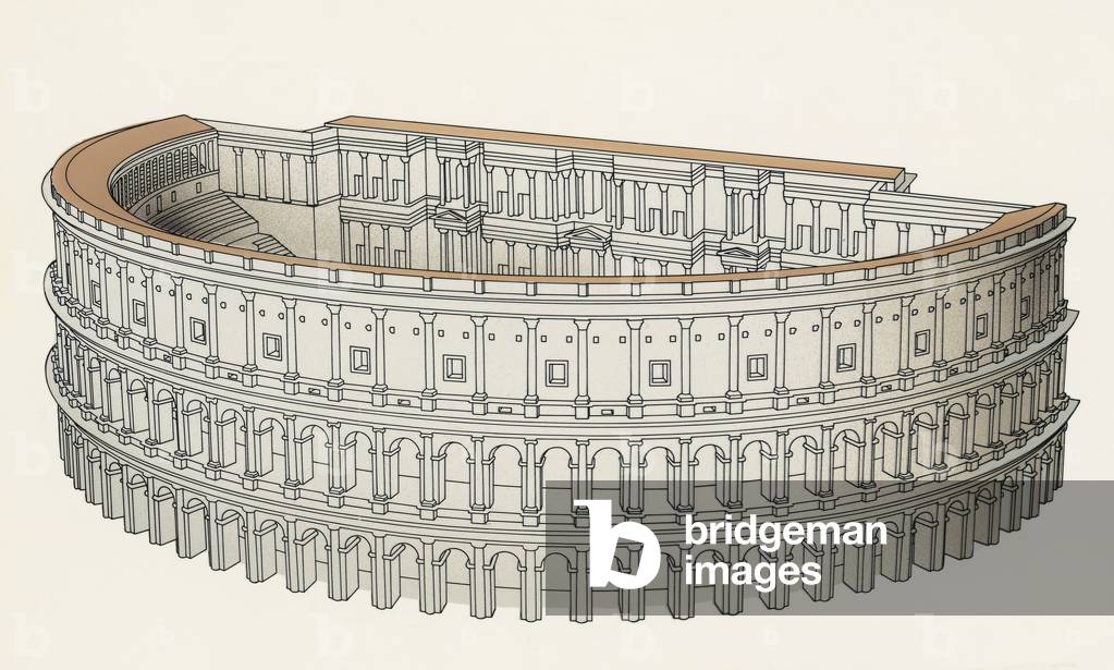 Theater Design Ceiling Rome Image of Theatre of Marcellus, architectural reconstruction, drawing ...