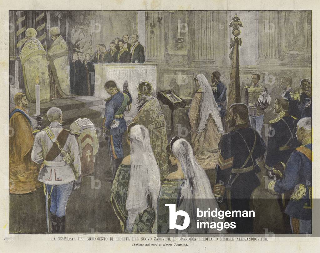 The Ceremony Of The Oath Of Loyalty Of The New Tsarevich by Achille Beltrame