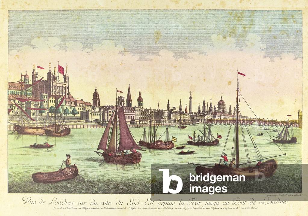 Londra, veduta della città con il Tamigi da sud-est, foto per uno Zograscope, seconda metà del XVIII secolo (a