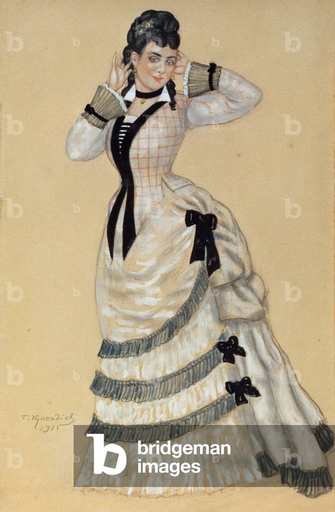 «Kupavina: Sketch Costume per il gioco A. Ostrovsky «» Wolfs e pecore» 1915 Boris Mihajlovic Kustodiev (1878-1