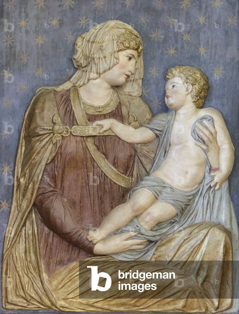 Madonna mit Kind, 16. Jahrhundert (bemaltes Pappmaché)