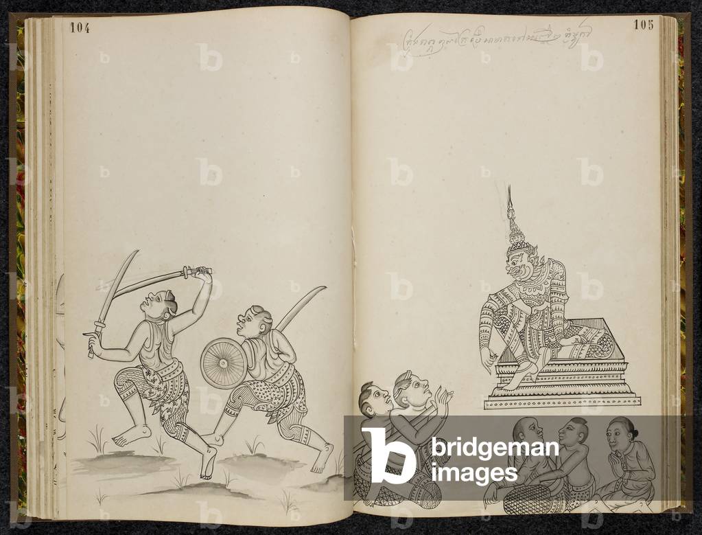 Immagine di Disegno "Ravana con gli assistenti" 1880, b/w