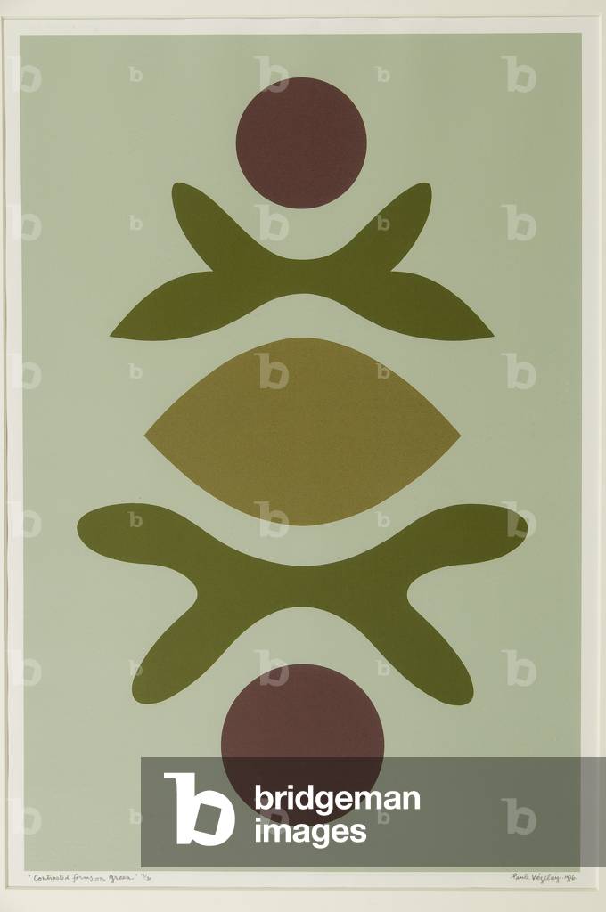 Forme a contrasto su luce verde, 1976 (serigrafia)