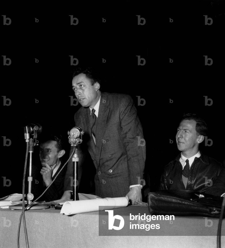 Image of French Writer Albert Camus and Garry Davis during A Meeting