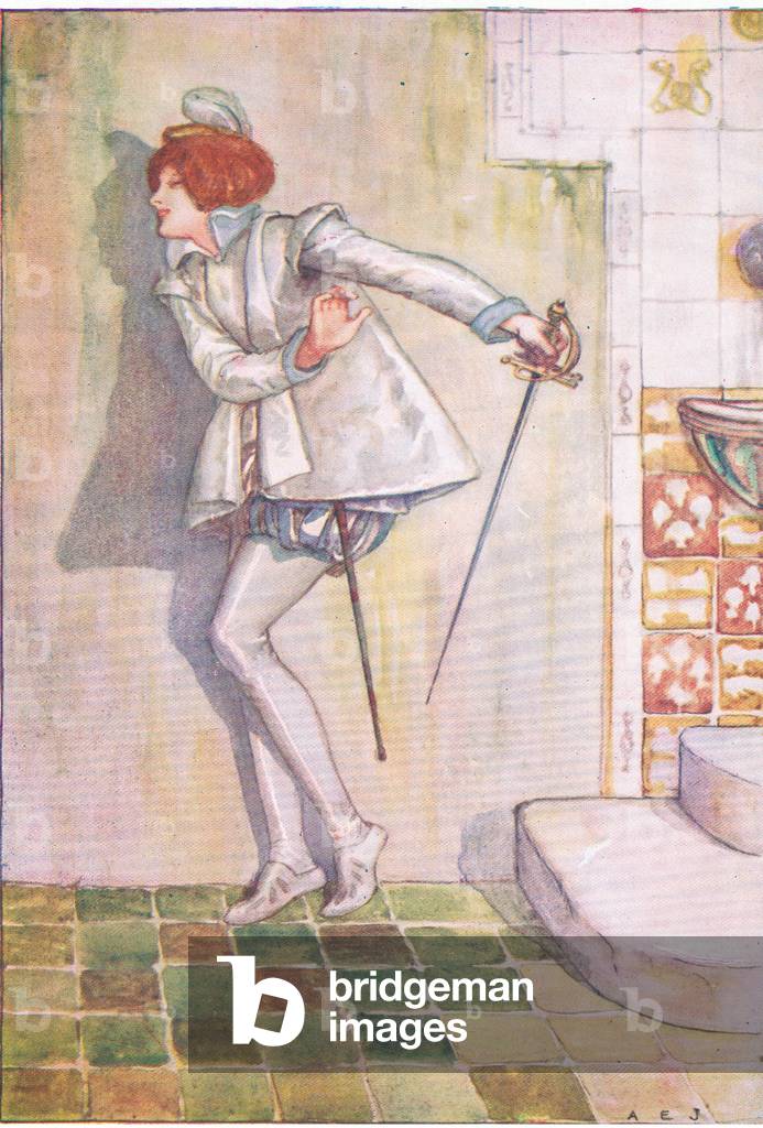 La povera Viola temeva di guardare la sua spada (Dodicesima notte), da Tales from Shakespeare pub. di Ward Loc