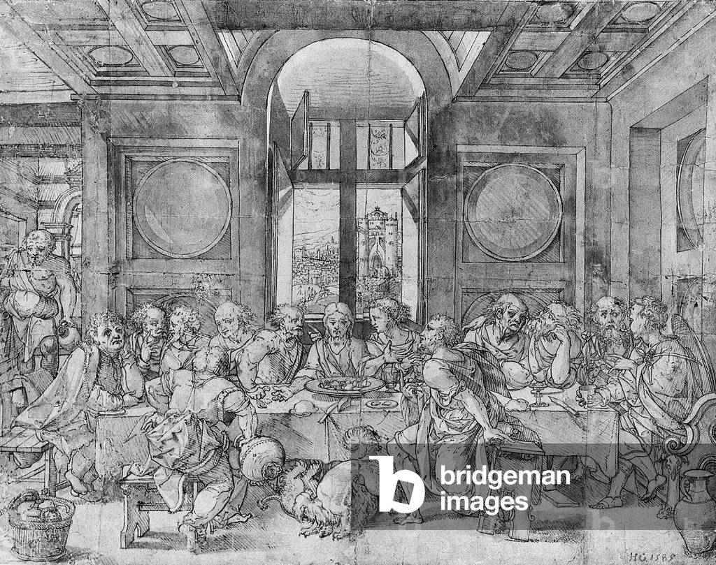 "The Last Cena", 1585 di Pieter Coecke van Aelst, b/w