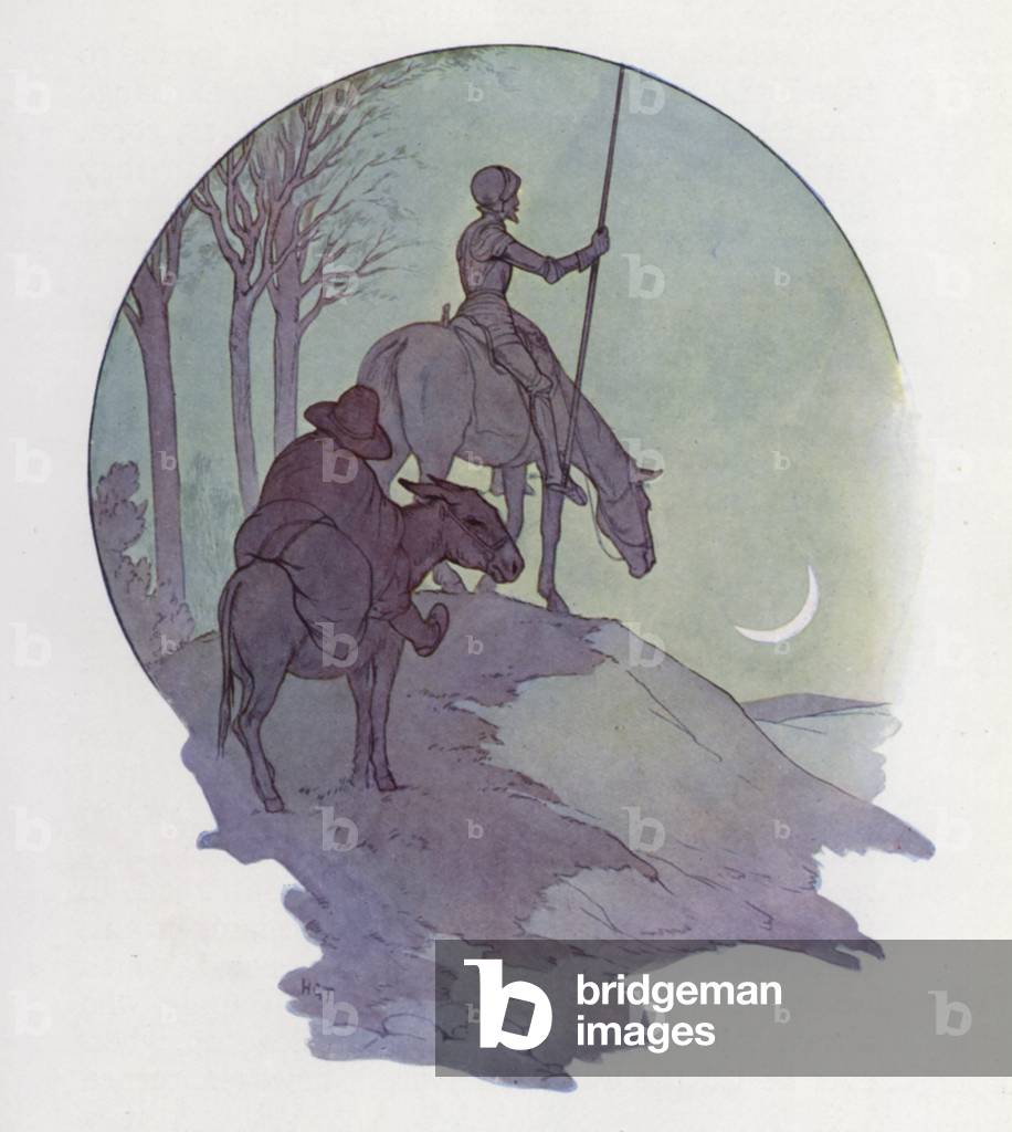 "Illustration für Don Quixote (Farblitho)" von Harry George Theaker