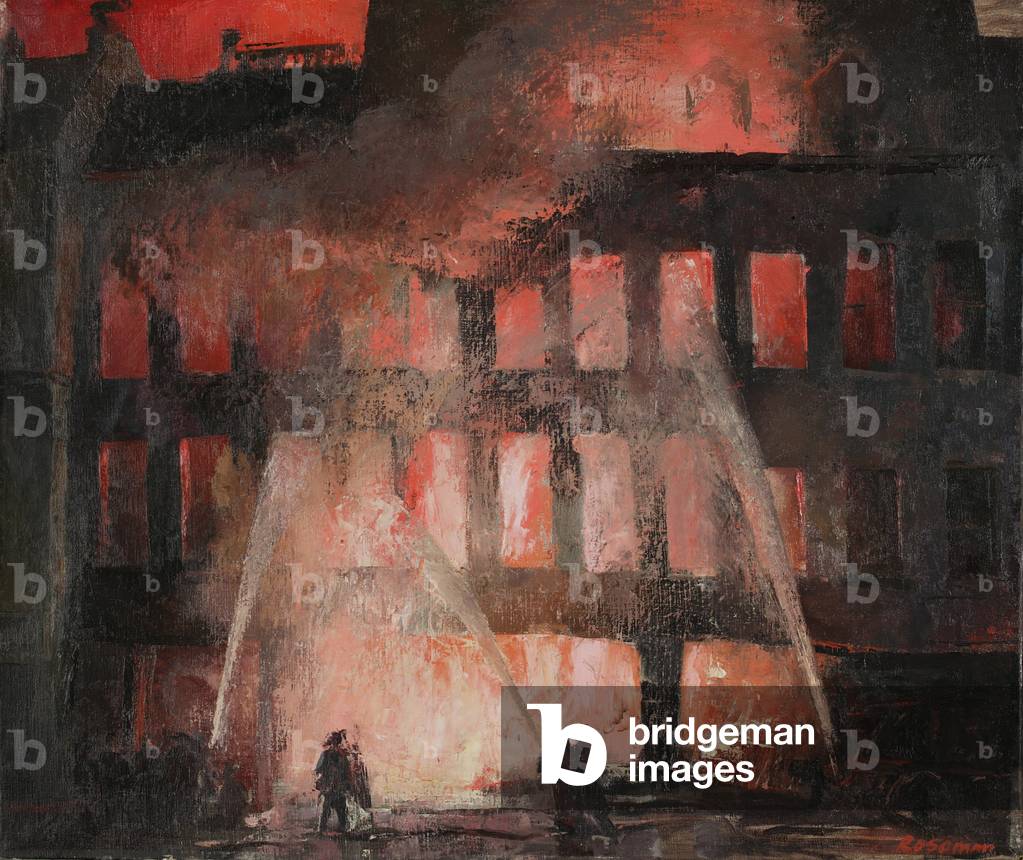 Auxiliary Feuerwehrmann, Leonard Rosoman, Cheapside, 1940 (Öl auf Leinwand)