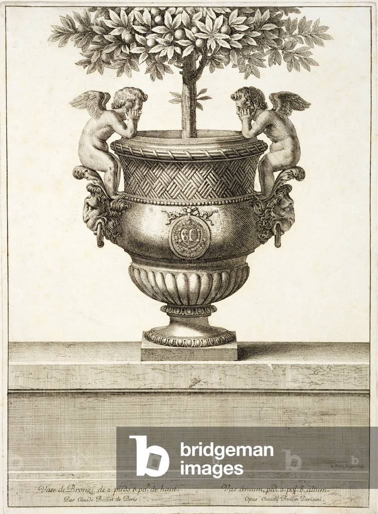 "Urne di bronzo usate per gli agrumi" 1664 di the Younger Silvestre, b/w