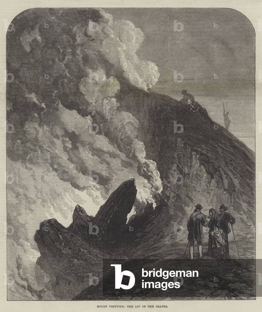 "Monte Vesuvio" 1872 di English School, b/w