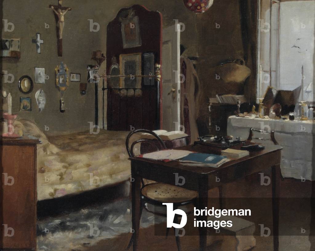 Bild von Gemälde "Innenraum von Sir Richard Burton's Schlafzimmer" 1889 von Albert Letchford