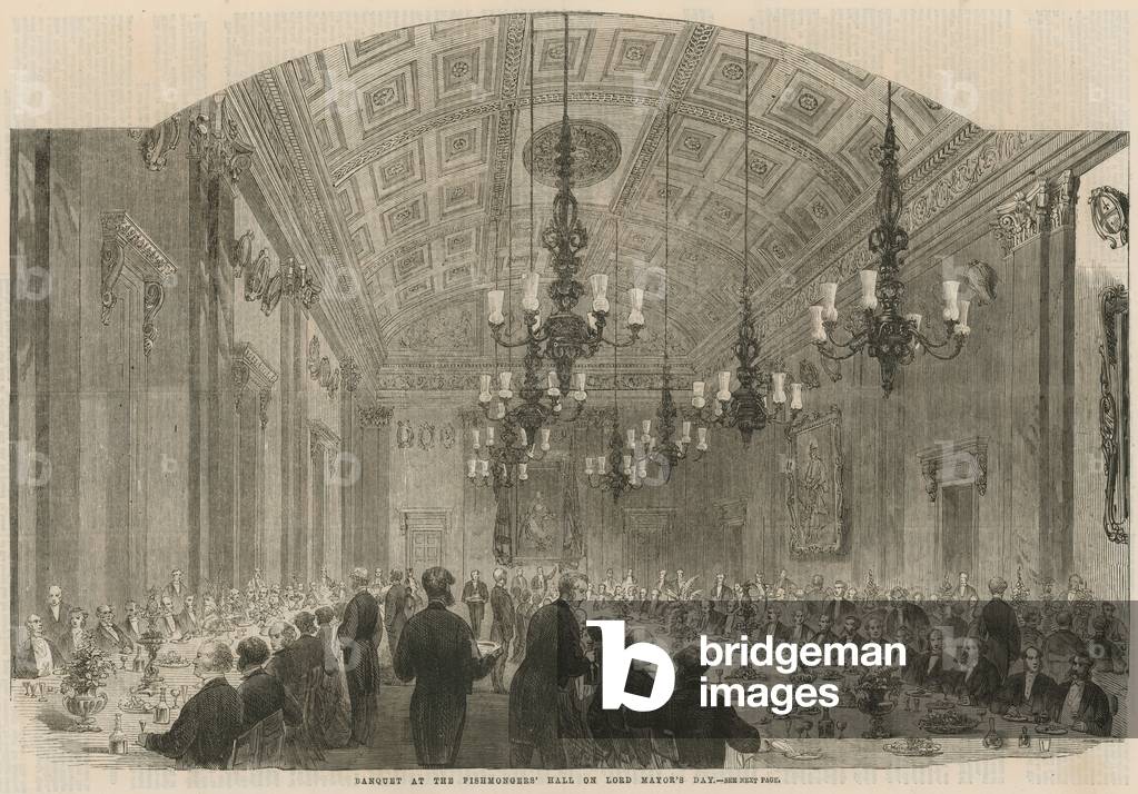 "Bankett im Fischersaal am Lord Mayor's Day (Gravur)" von English School