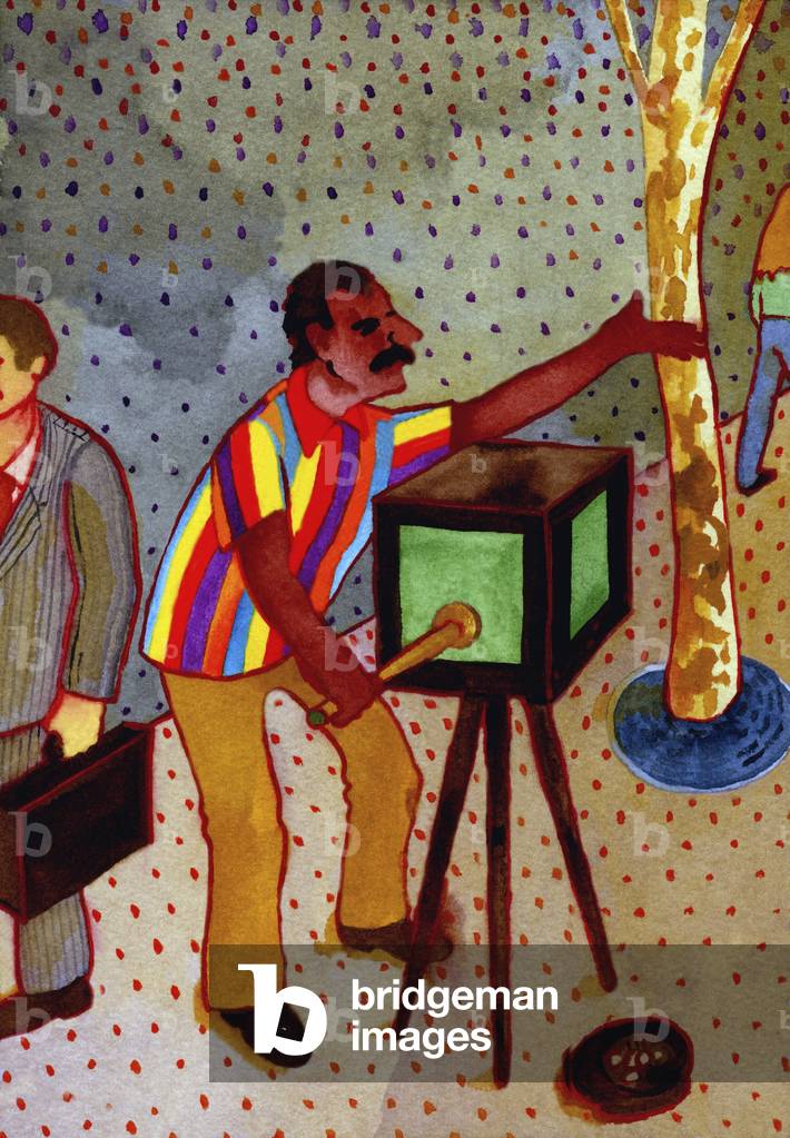 Mexikanischer Leierkastenmann, 2006 (Aquarell)